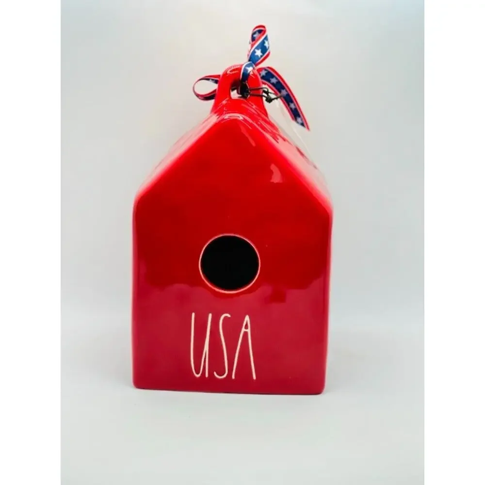 Rae Dunn USA red bird house